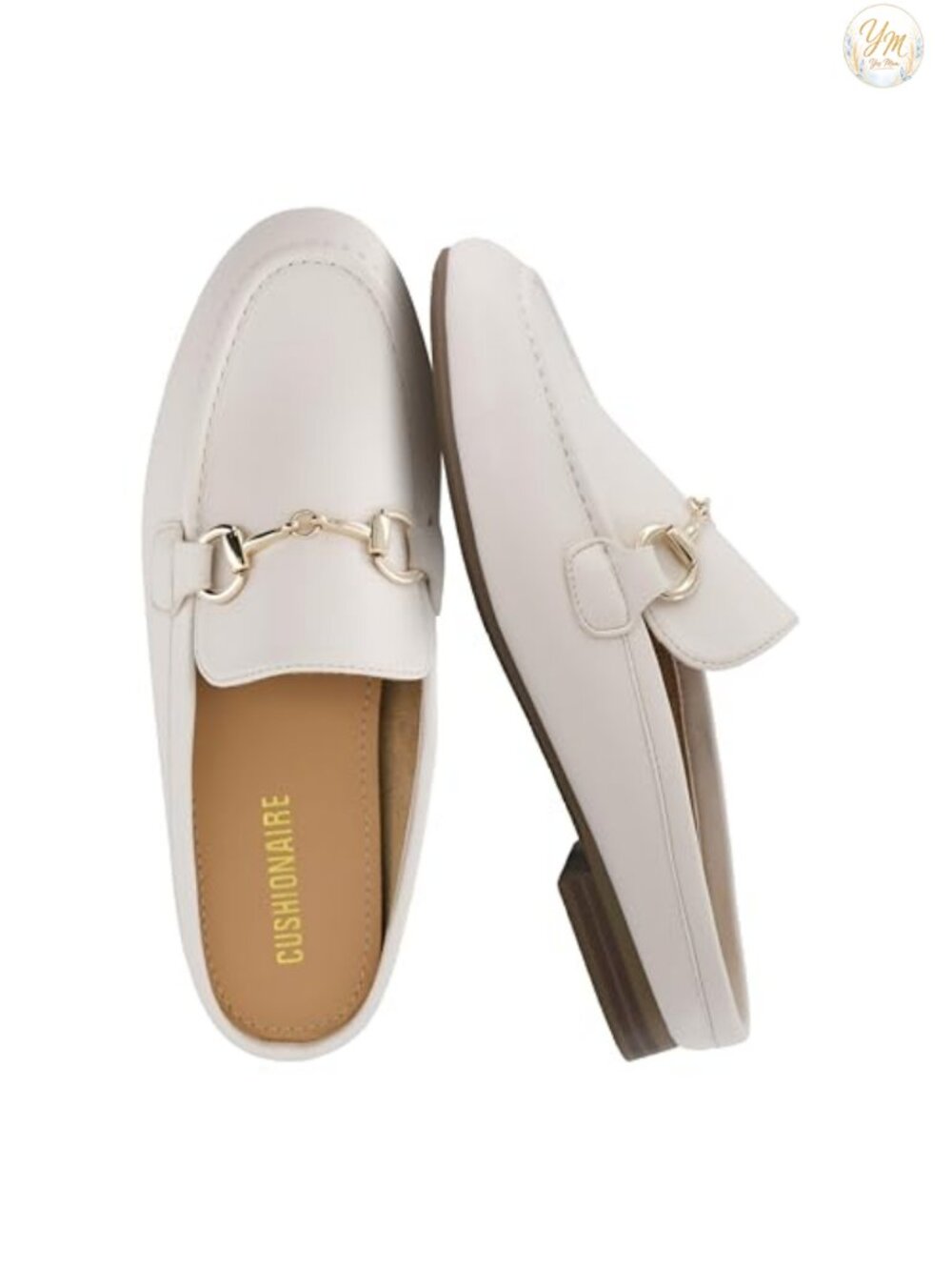 Slip On Mules for Women, Faux Leather Loafers with Metal Chain Detail, Business